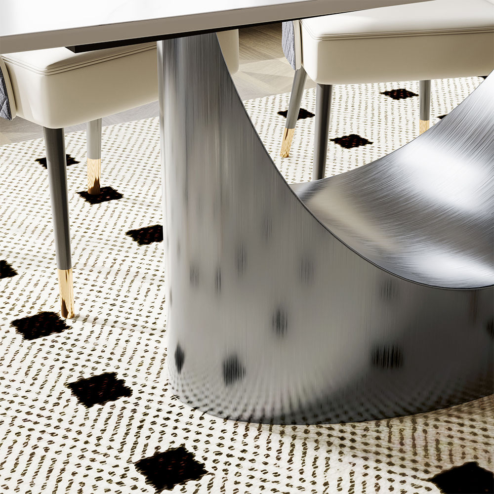 Metal Base Matte Black Sintered Stone Dining Tables