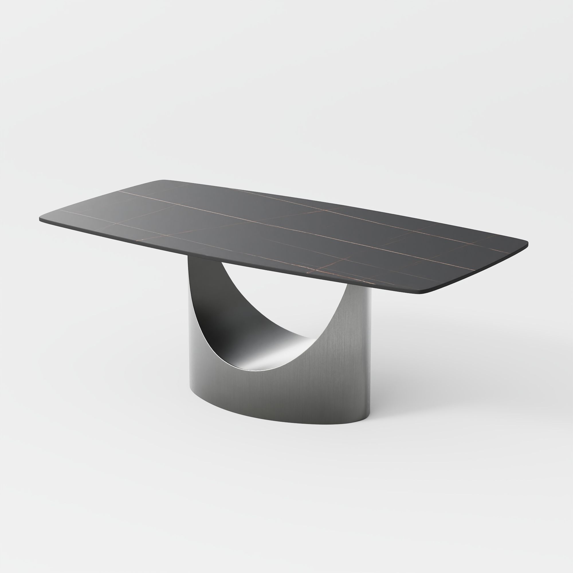 Modern Minimalist Matte Black Sintered Stone Dining Tables