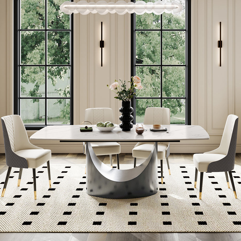 Modern Luxury Matte White Sintered Stone Dining Tables