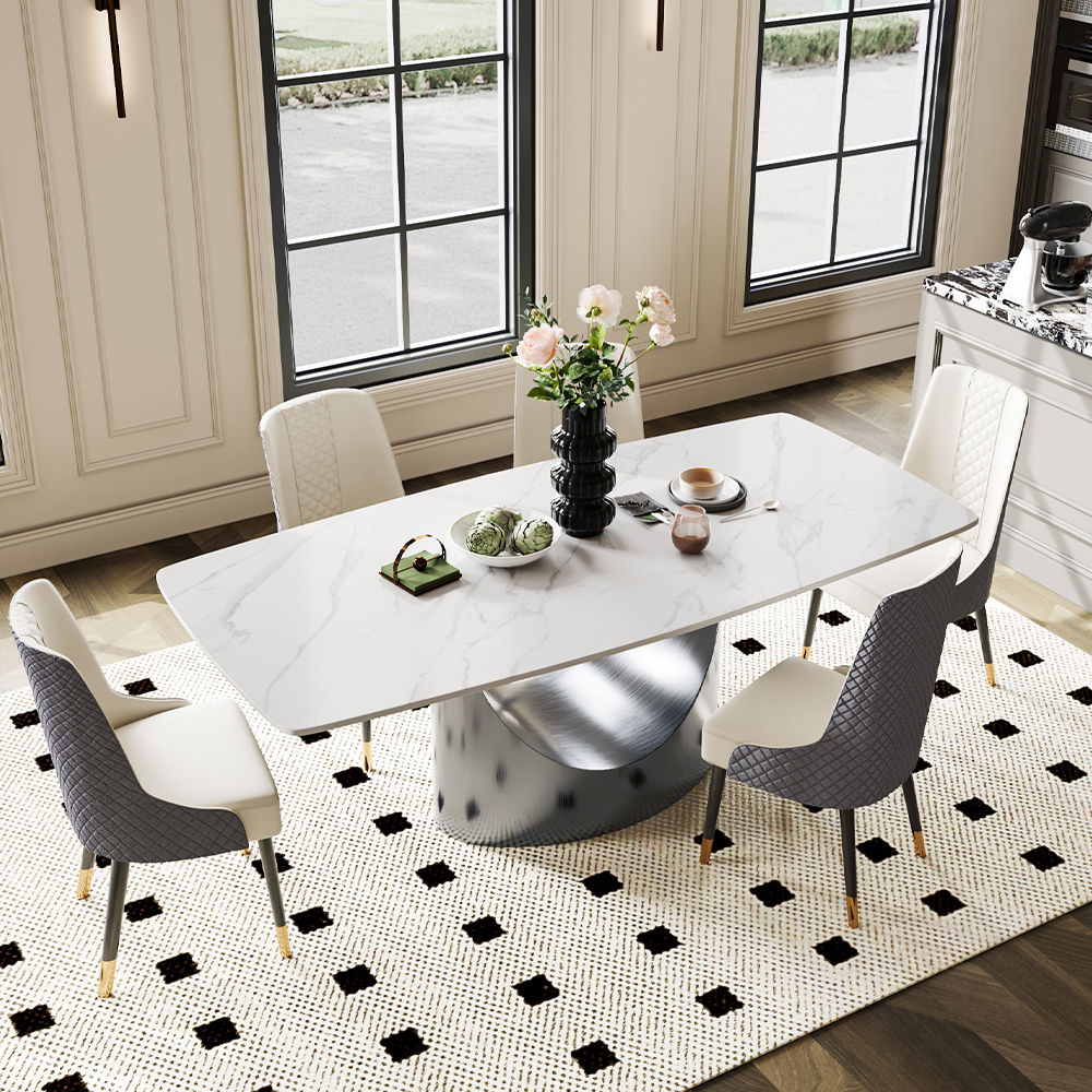 Sintered Stone Matte White Sintered Stone Dining Tables