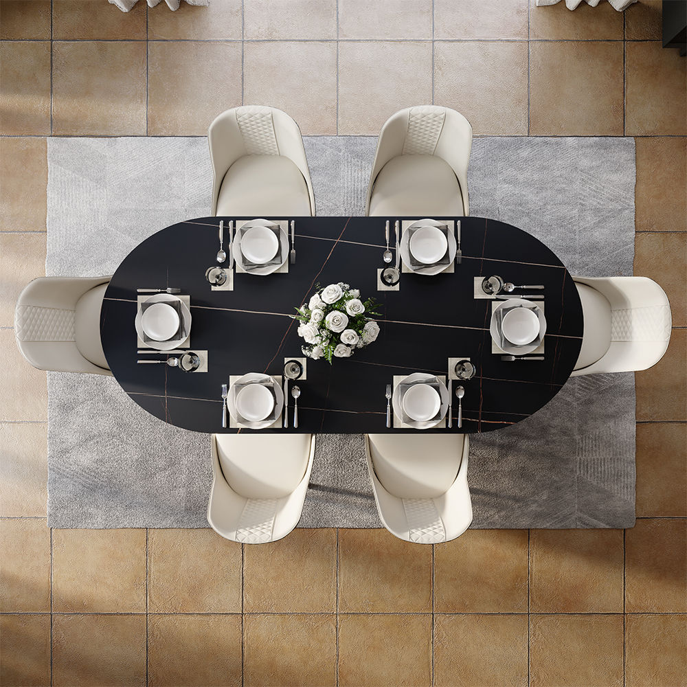 Metal Leg Black Sintered Stone Dining Tables