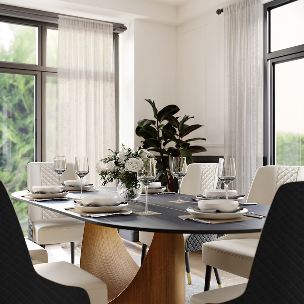 Metal Leg Black Sintered Stone Dining Tables