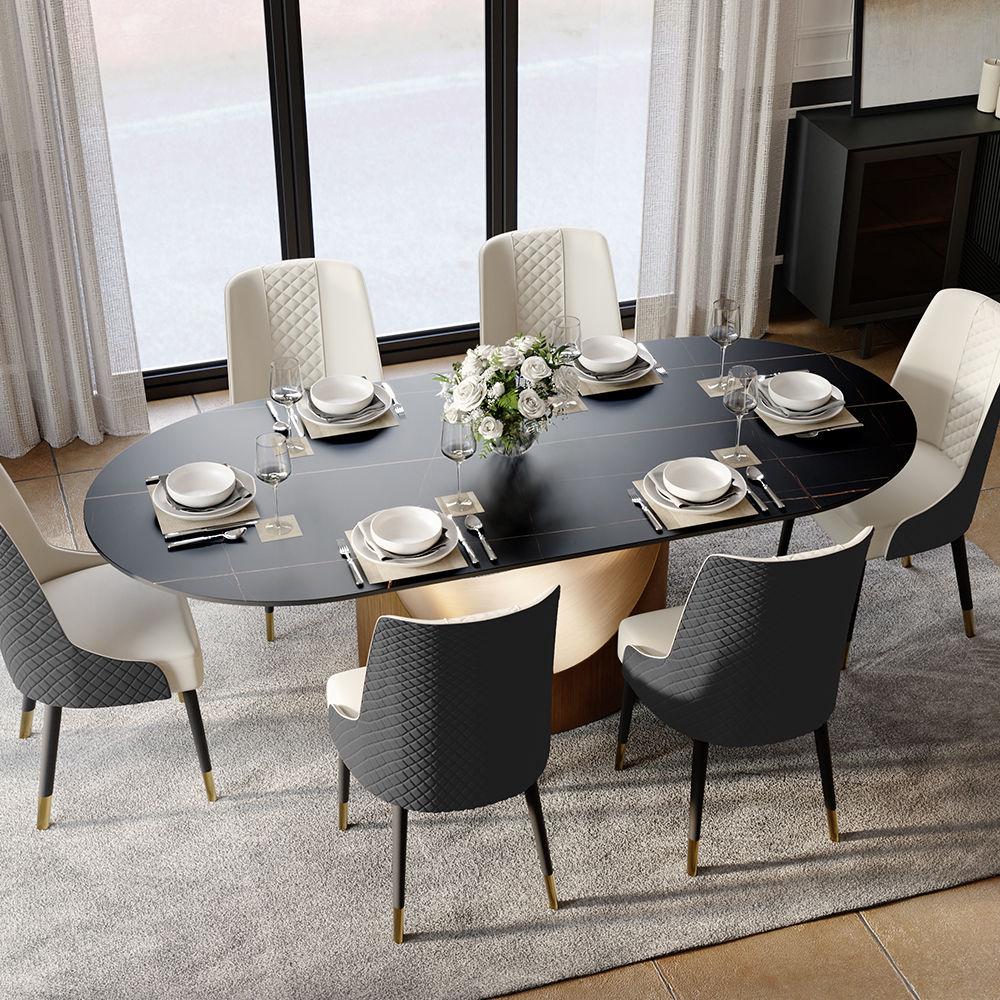 Partly Assemble Black Sintered Stone Dining Tables