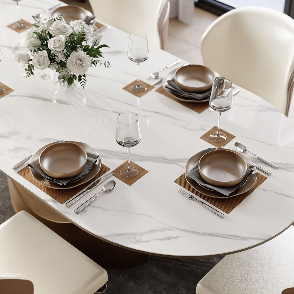 Sintered Stone White Sintered Stone Dining Tables