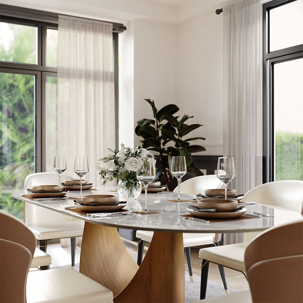 Metal Leg White Sintered Stone Dining Tables