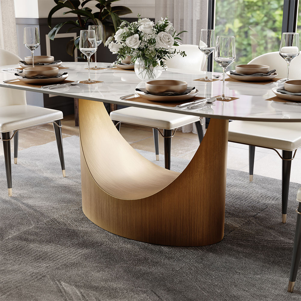 for 8 White Sintered Stone Dining Tables