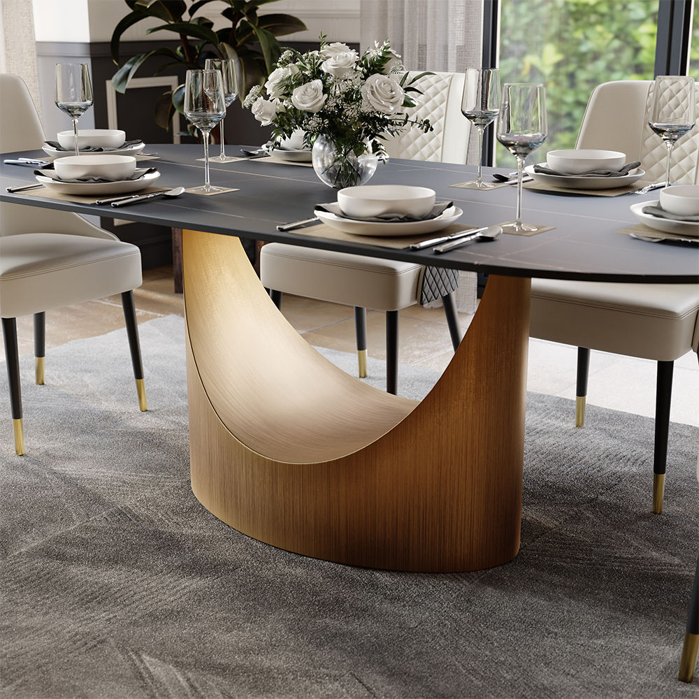 Metal Leg Black Sintered Stone Dining Tables