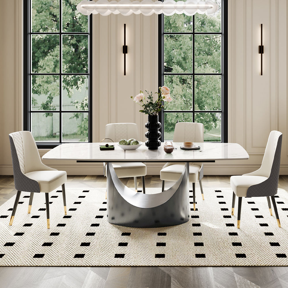 Sintered Stone Glossy White Sintered Stone Dining Tables
