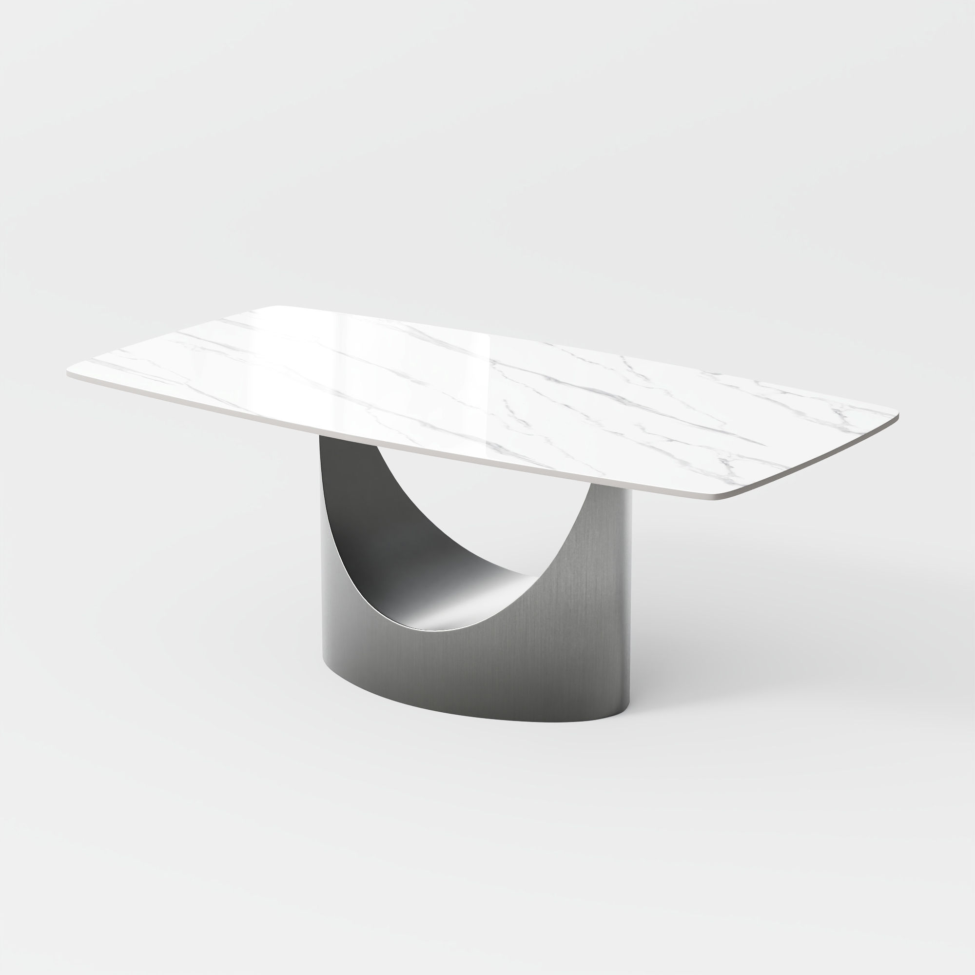 for 6 Glossy White Sintered Stone Dining Tables