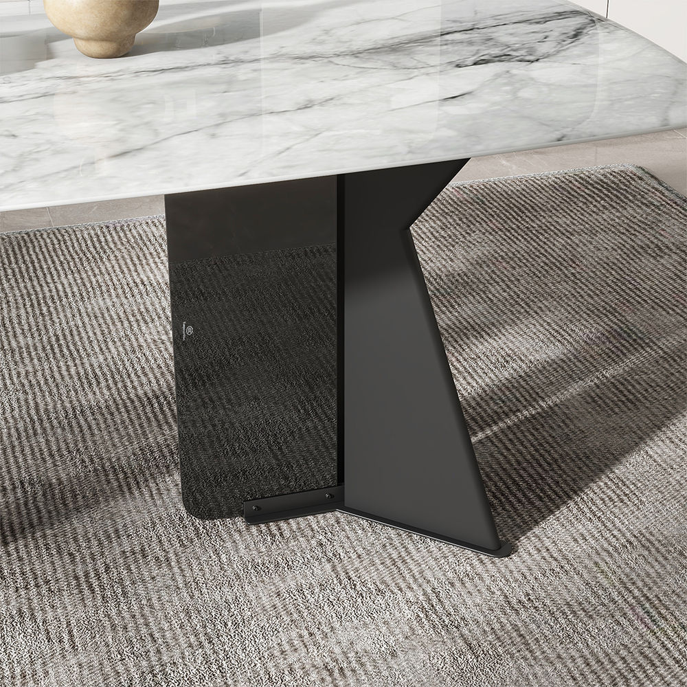 for 6 White Glossy Sintered Stone Dining Tables