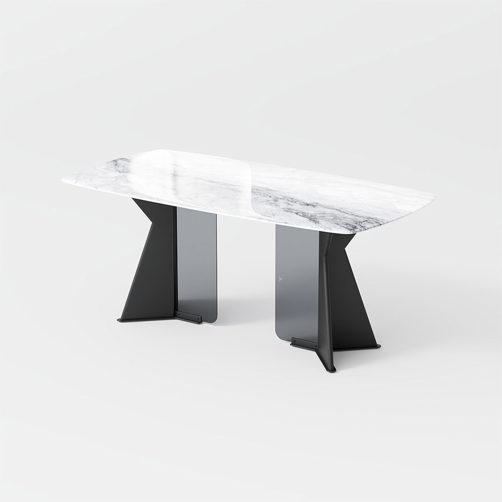 Rectangular White Glossy Sintered Stone Dining Tables