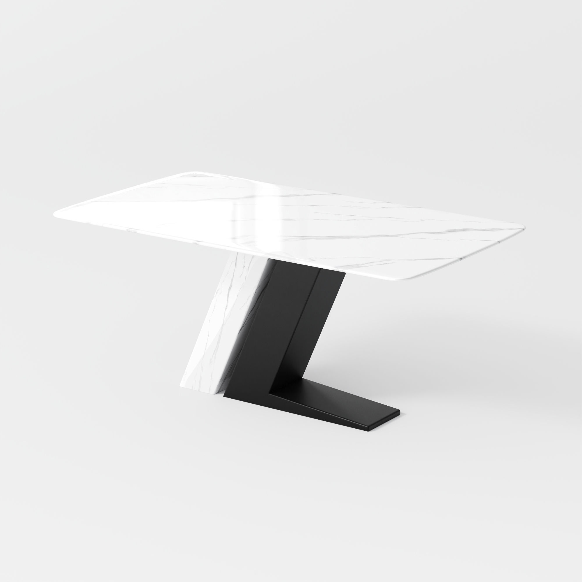 Rectangular Glossy White Sintered Stone Dining Tables