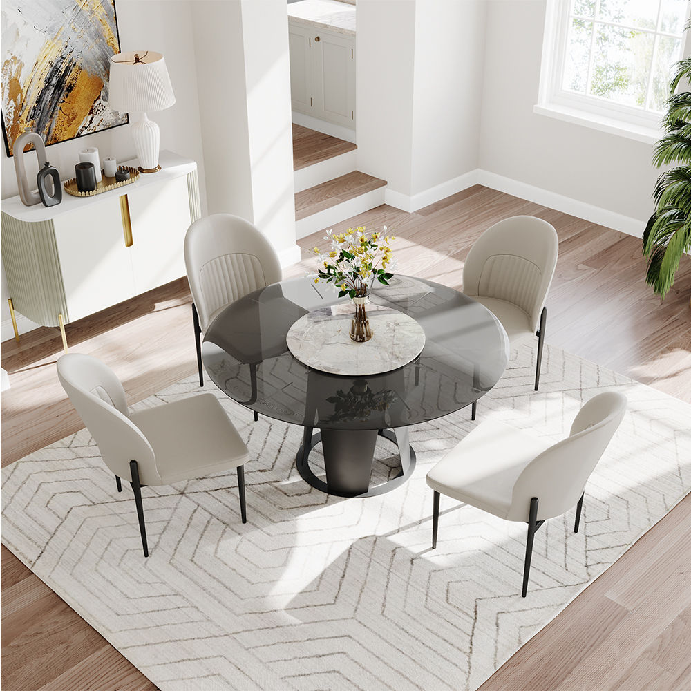 Sintered Stone Gray Glass Dining Tables