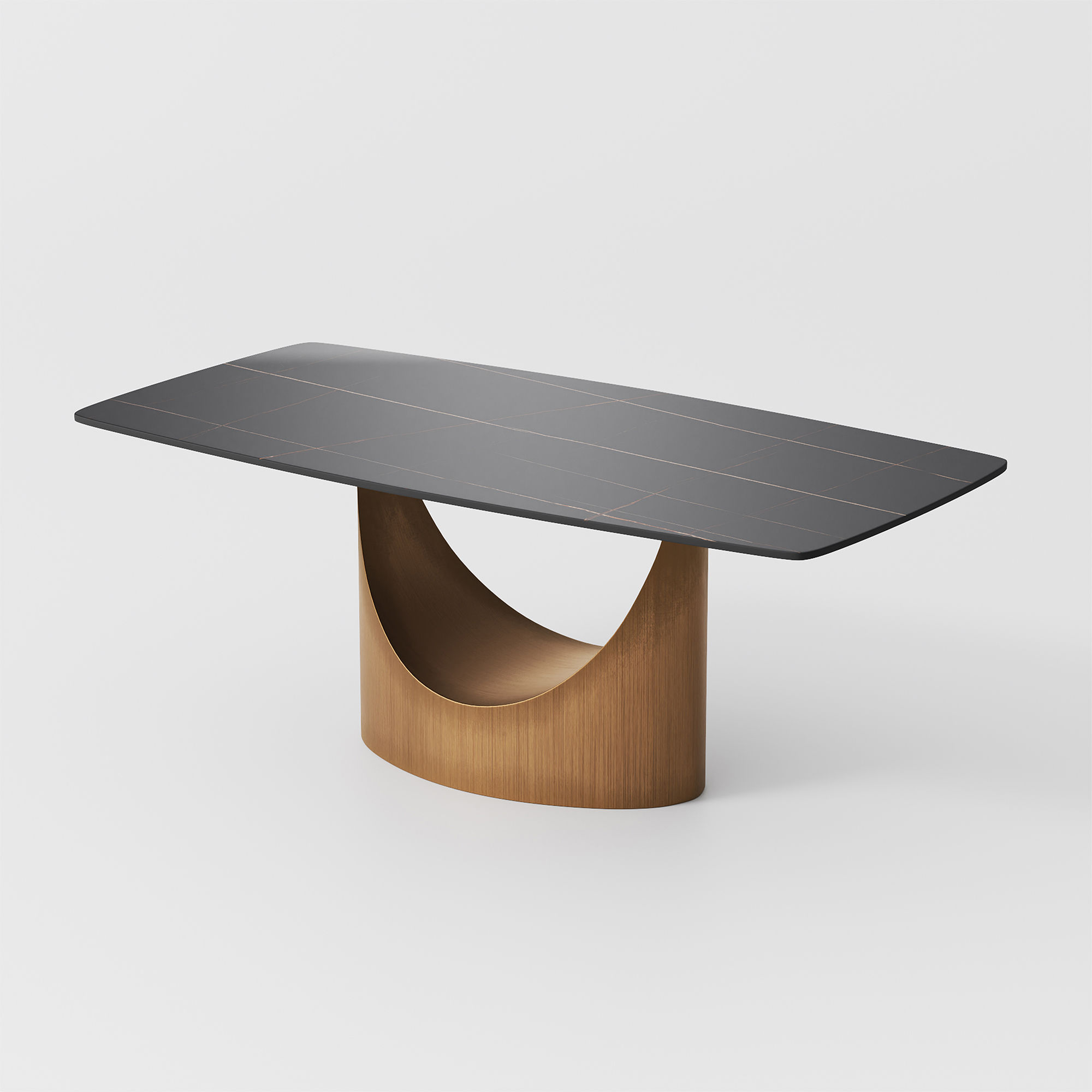 Metal Base Matte Black Sintered Stone Dining Tables