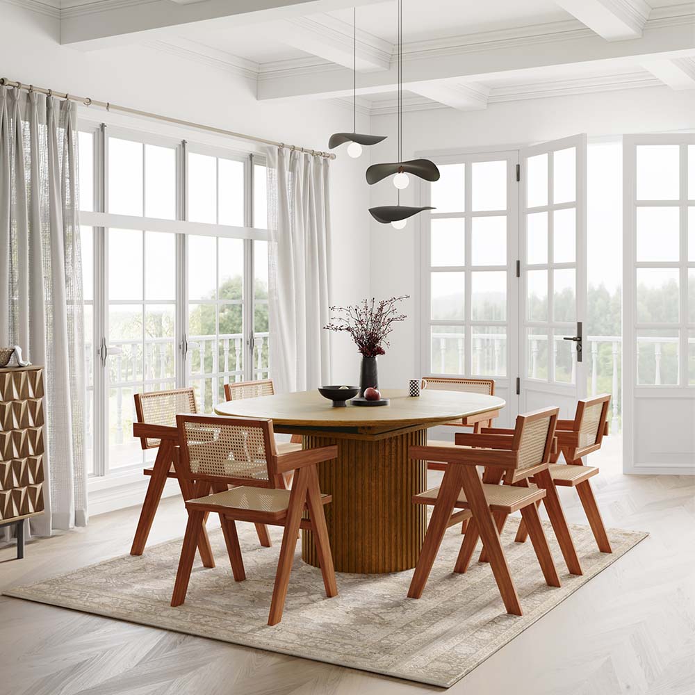 without Lazy Susan Walnut Color MDF Dining Tables