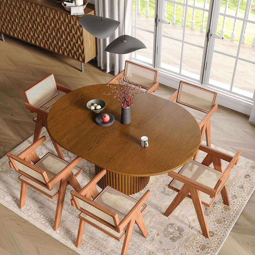 Partly Assemble Walnut Color MDF Dining Tables