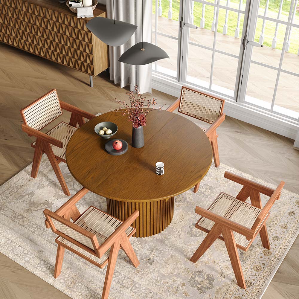 without Lazy Susan Walnut Color MDF Dining Tables