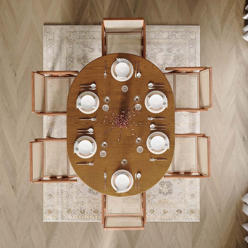 Mid Century Modern Walnut Color MDF Dining Tables