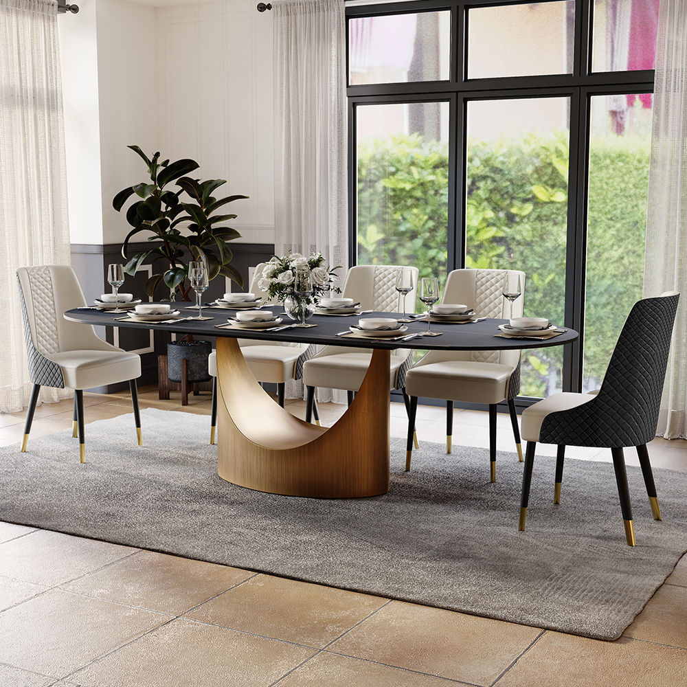 for 10 Black Sintered Stone Dining Tables