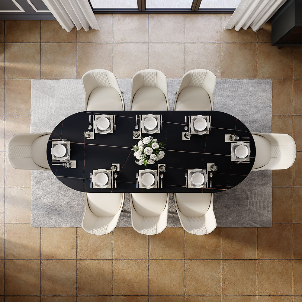 for 8 Black Sintered Stone Dining Tables