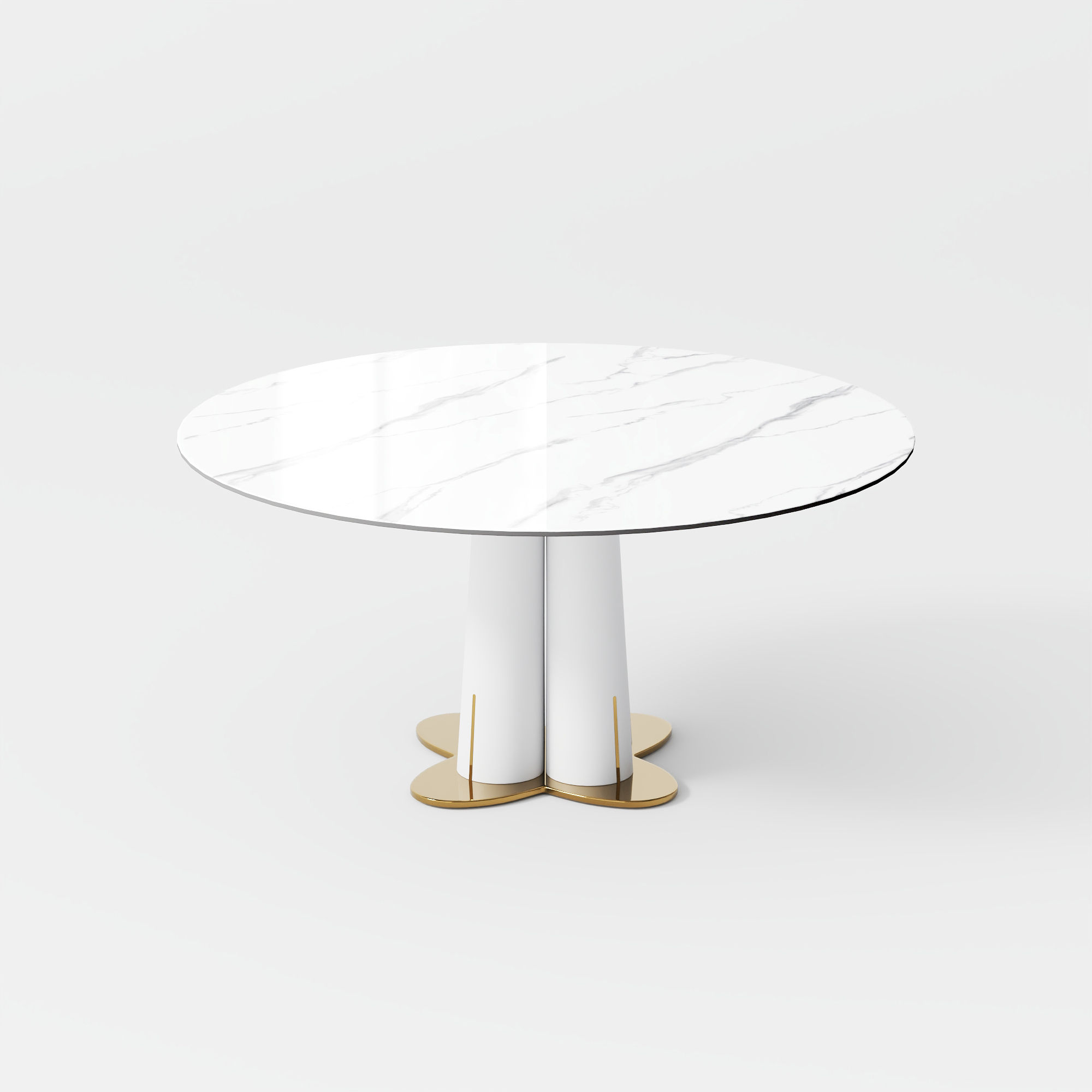 4 Seaters White Glossy Sintered Stone Dining Tables