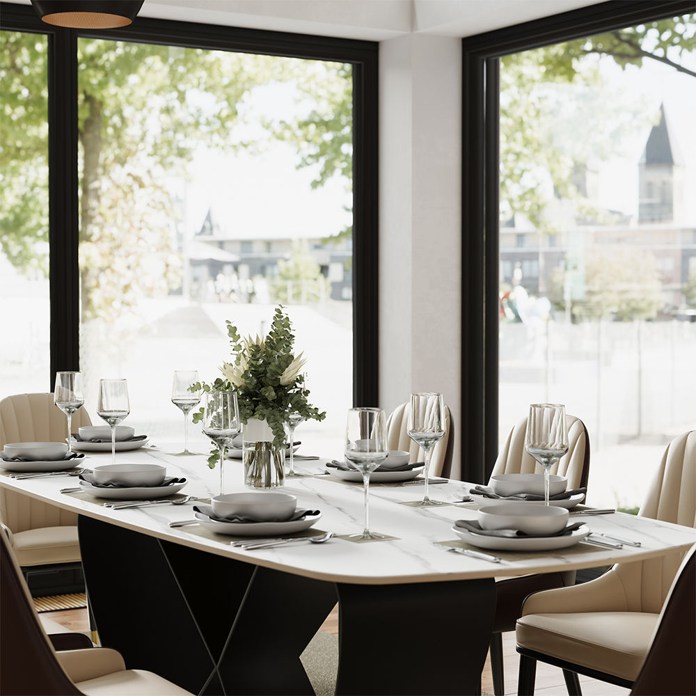 Modern Matte White Sintered Stone Dining Tables