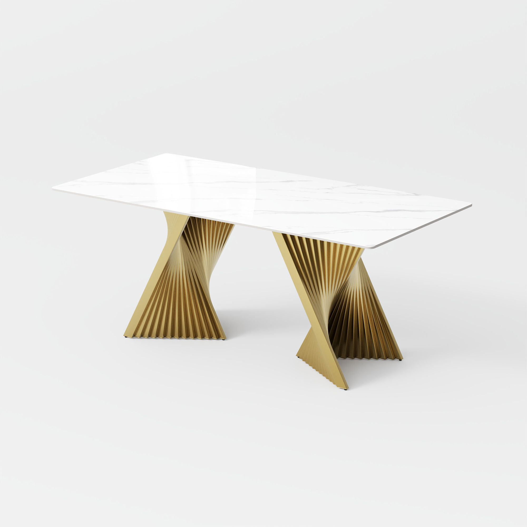 Metal Base White Sintered Stone Dining Tables