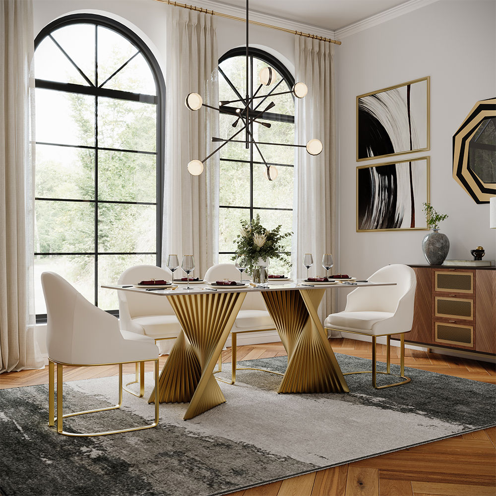 Sintered Stone White Glossy Sintered Stone Dining Tables