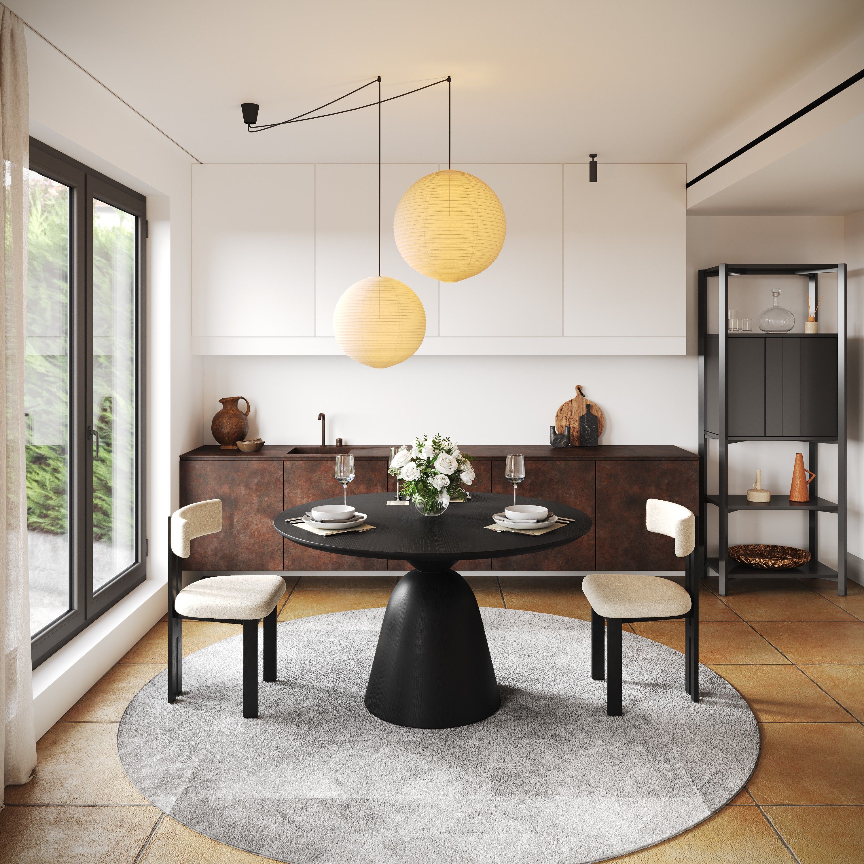 Round Black Plywood Dining Tables