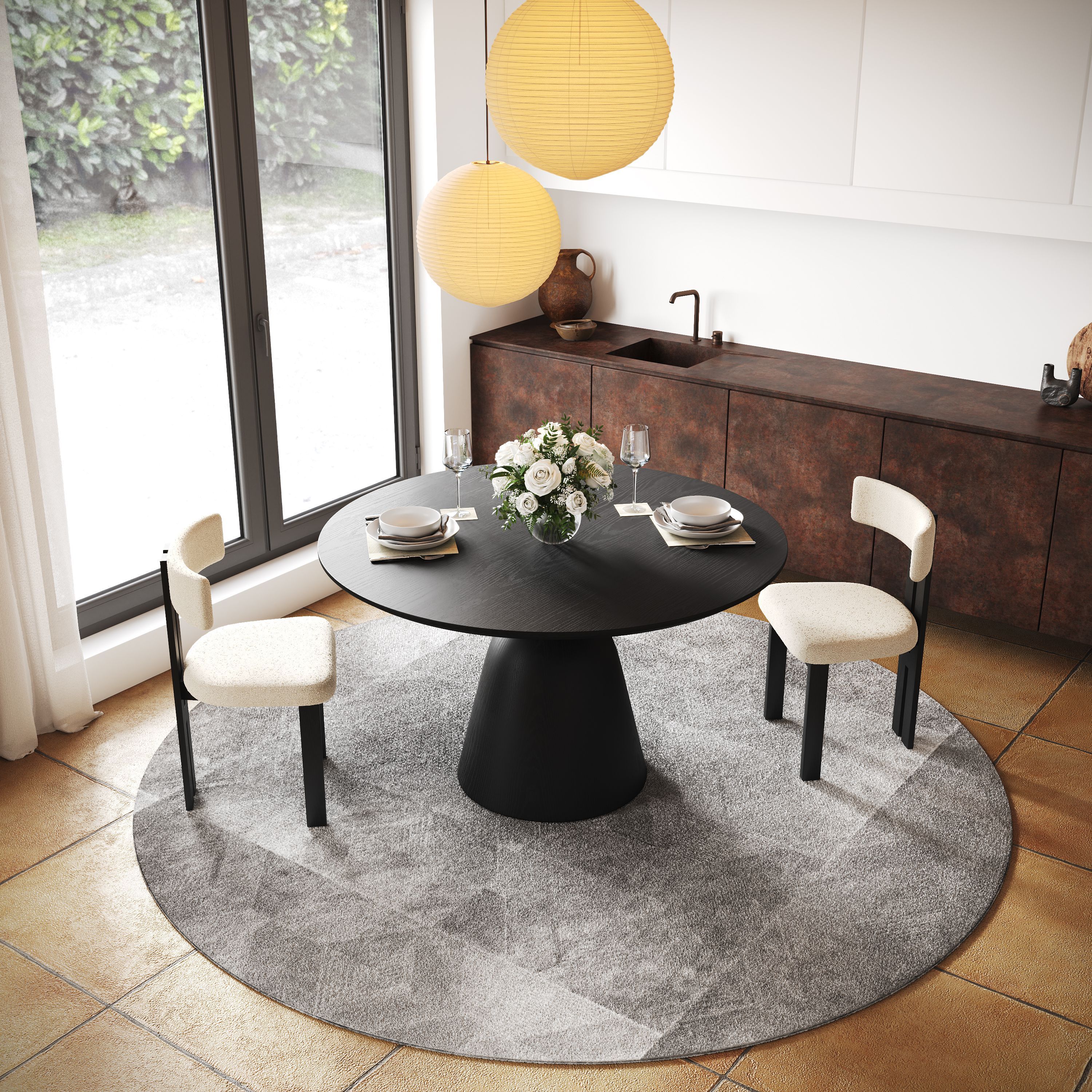 Modern Minimalist Black Plywood Dining Tables