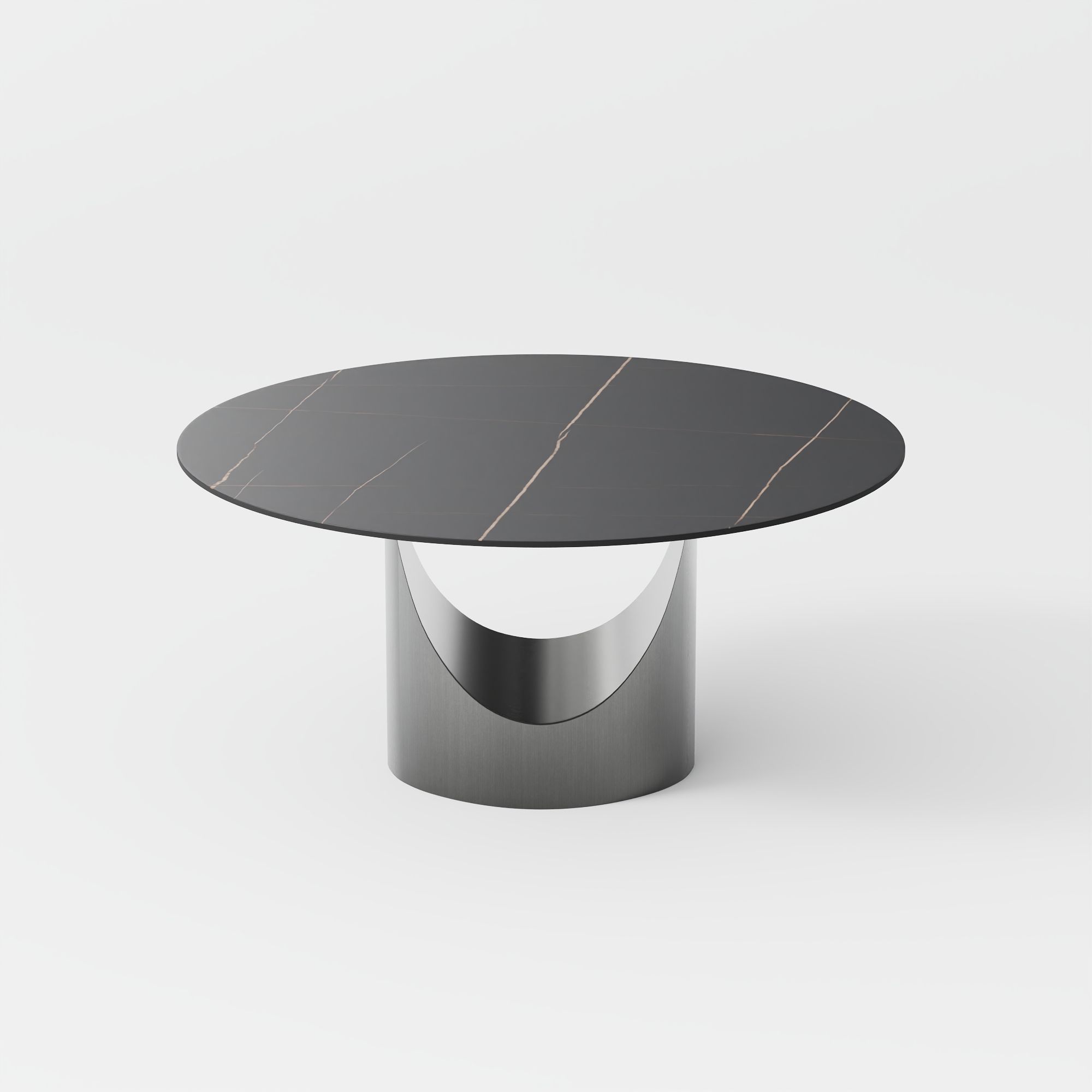 Round Black&Gray Sintered Stone Dining Tables