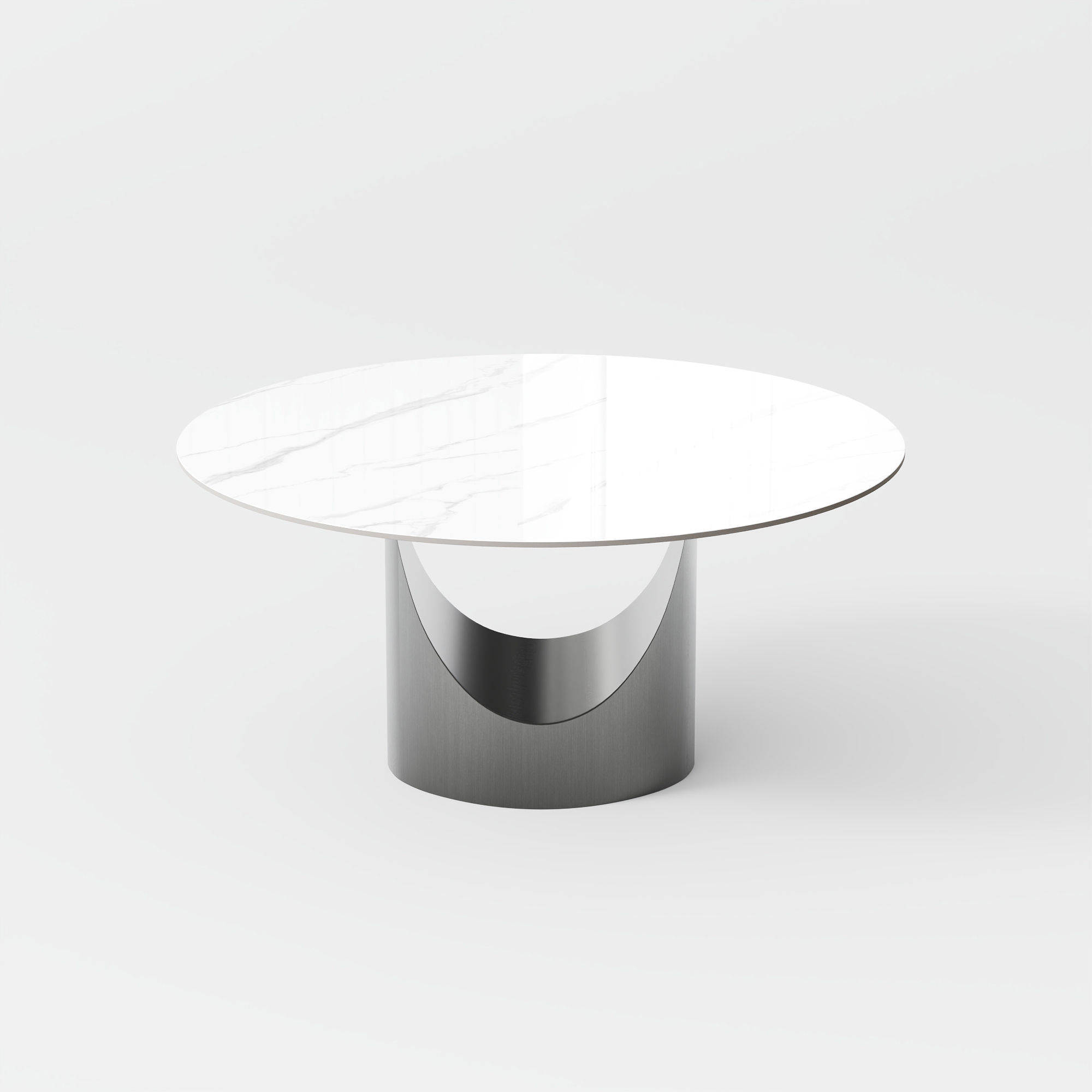 Round White & Gray Sintered Stone Dining Tables