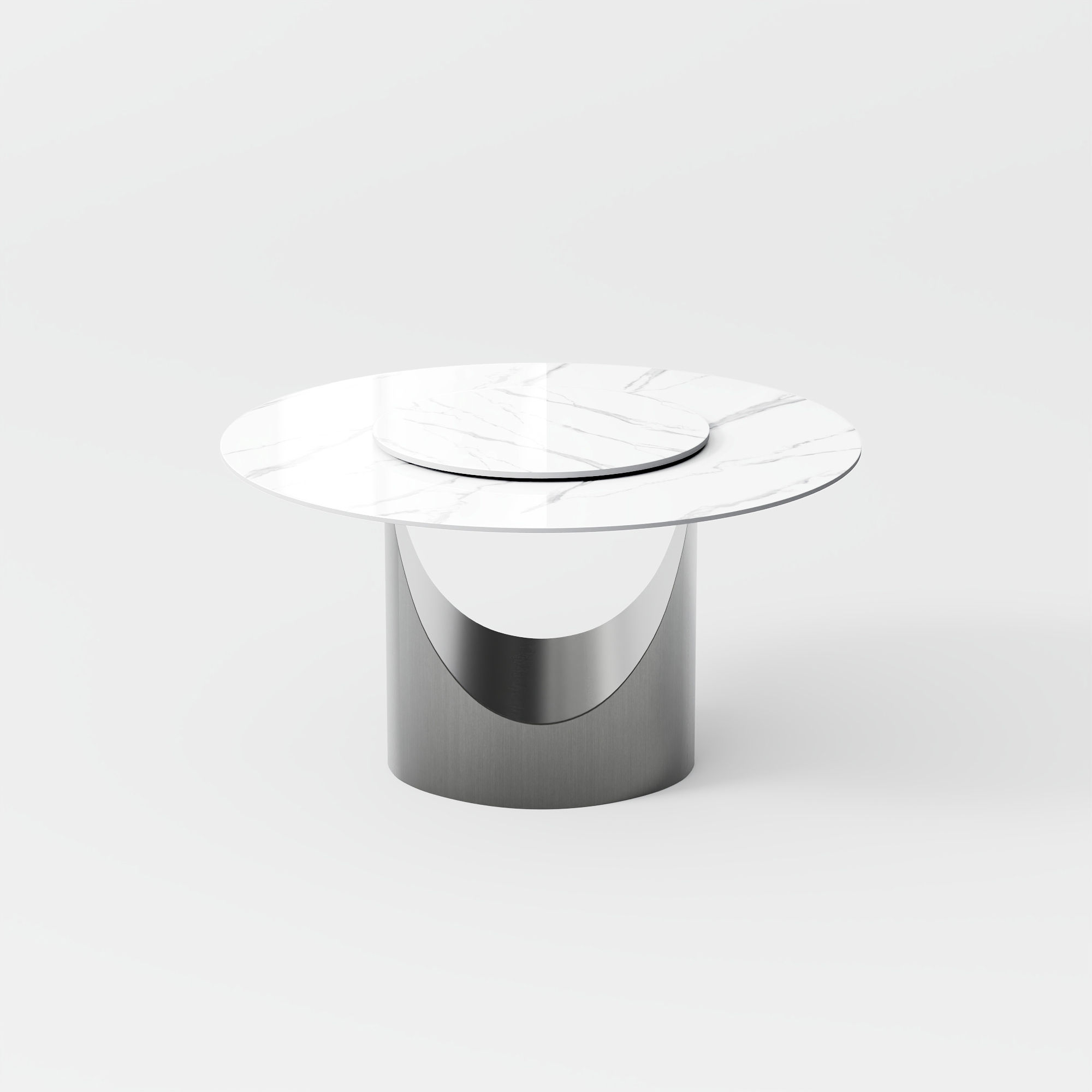 Metal Base White & Gray Sintered Stone Dining Tables