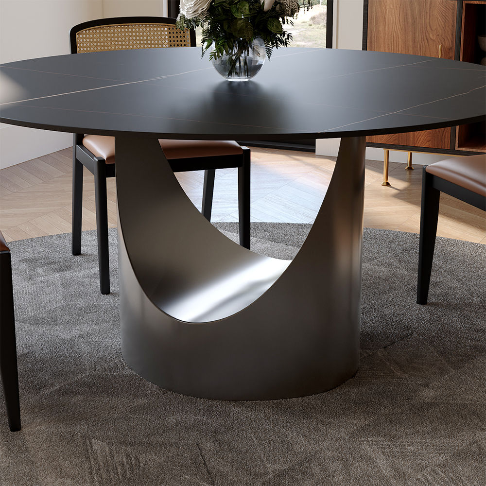 for 4 Black&Gray Sintered Stone Dining Tables