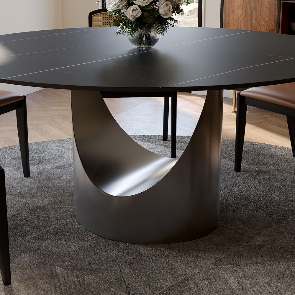 Partly Assemble Black&Gray Sintered Stone Dining Tables