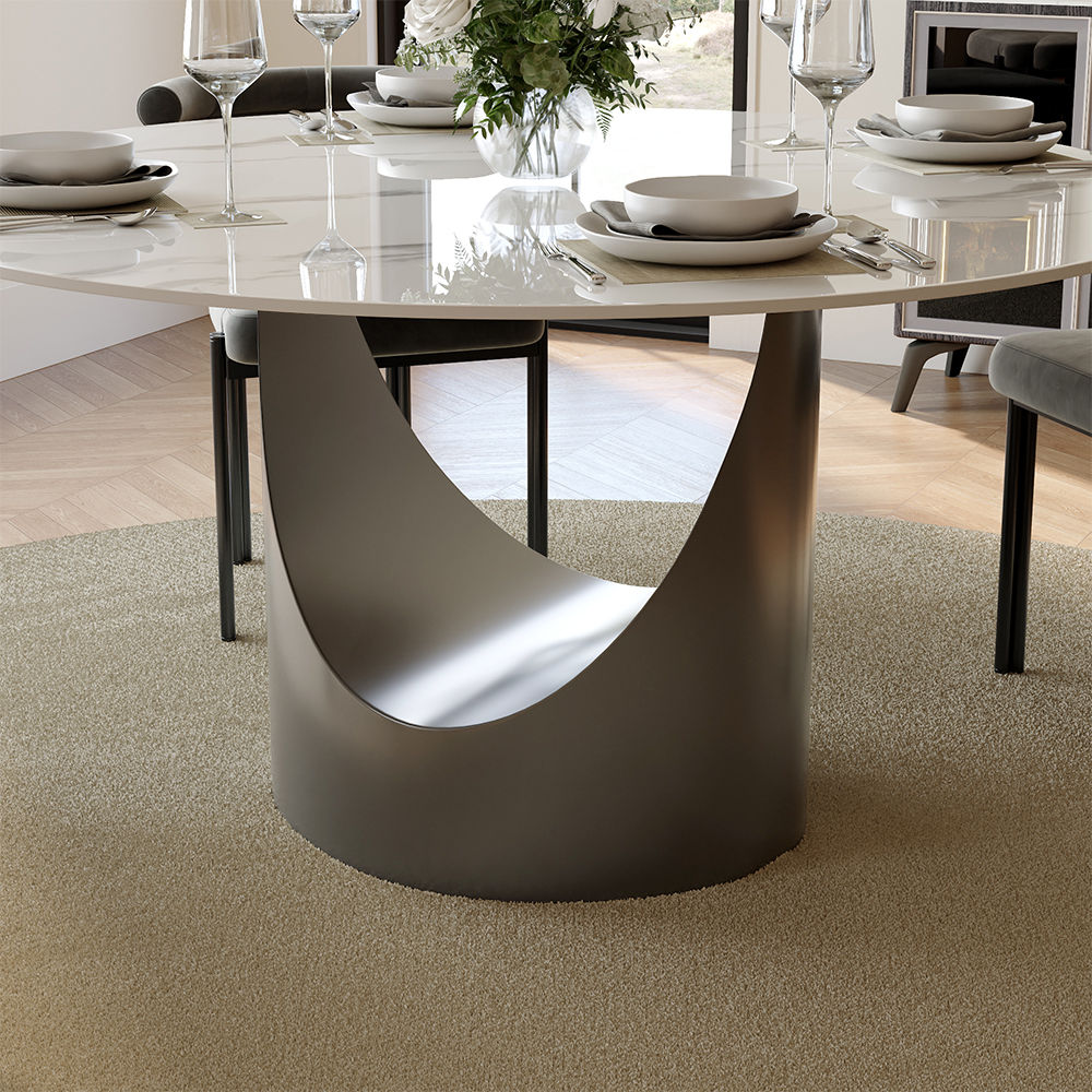 for 6 White & Gray Sintered Stone Dining Tables