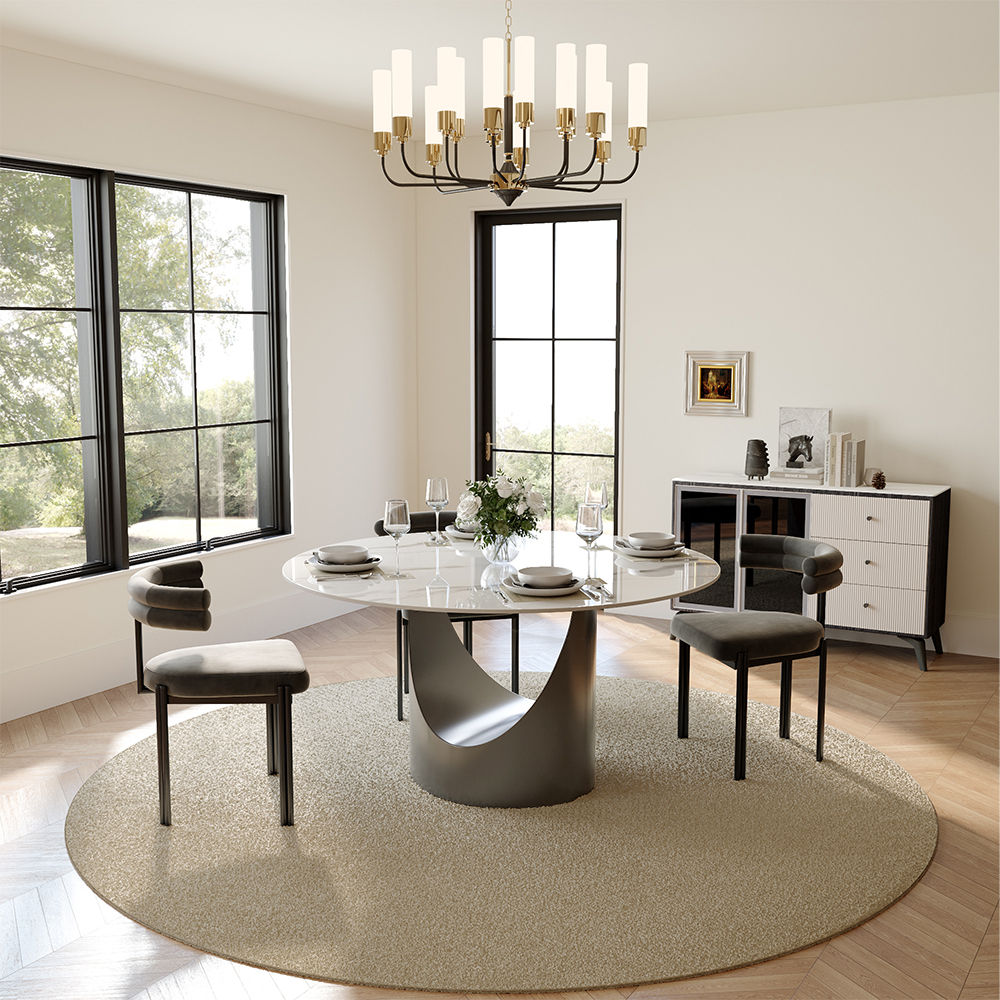Modern White & Gray Sintered Stone Dining Tables