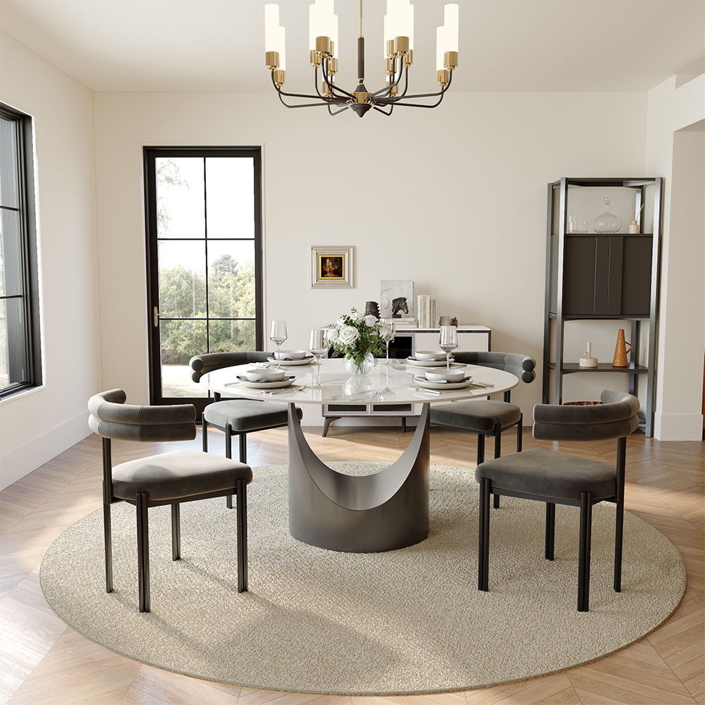 Modern White & Gray Sintered Stone Dining Tables