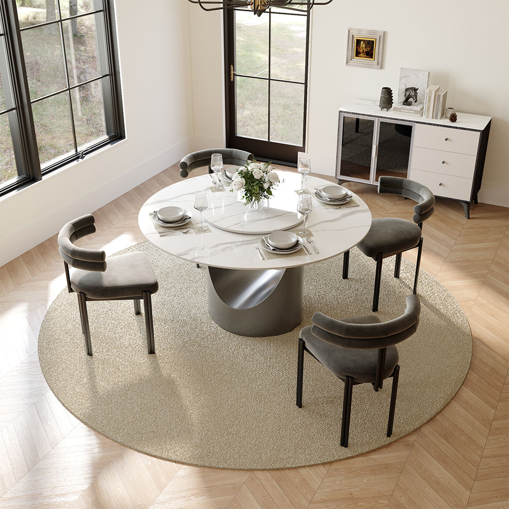 Sintered Stone White & Gray Sintered Stone Dining Tables