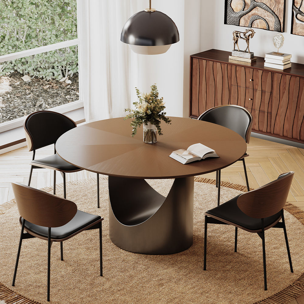 Modern Walnut Color & Dark Gray MDF Dining Tables