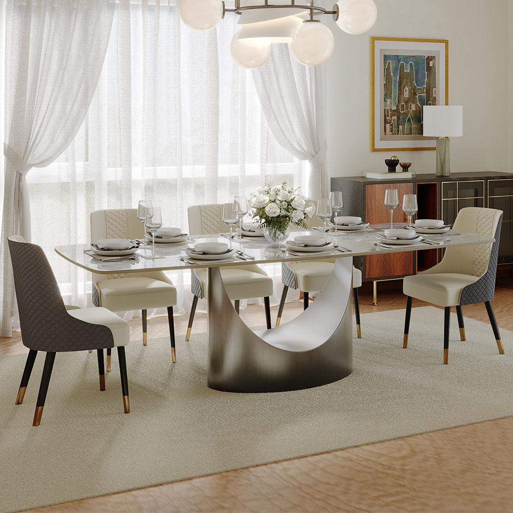 Extendable Light Gray Sintered Stone Dining Tables