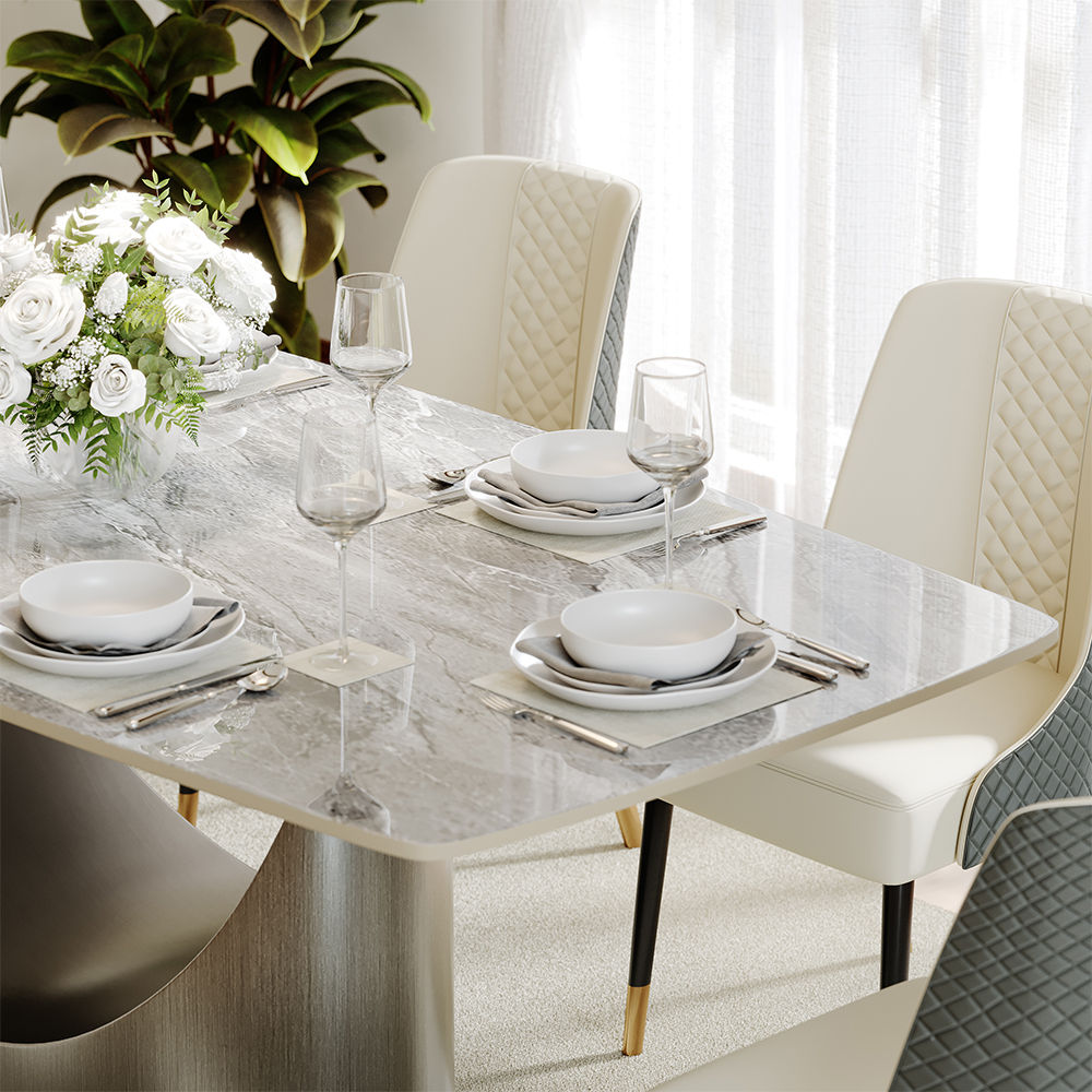 Modern Luxury Light Gray Sintered Stone Dining Tables