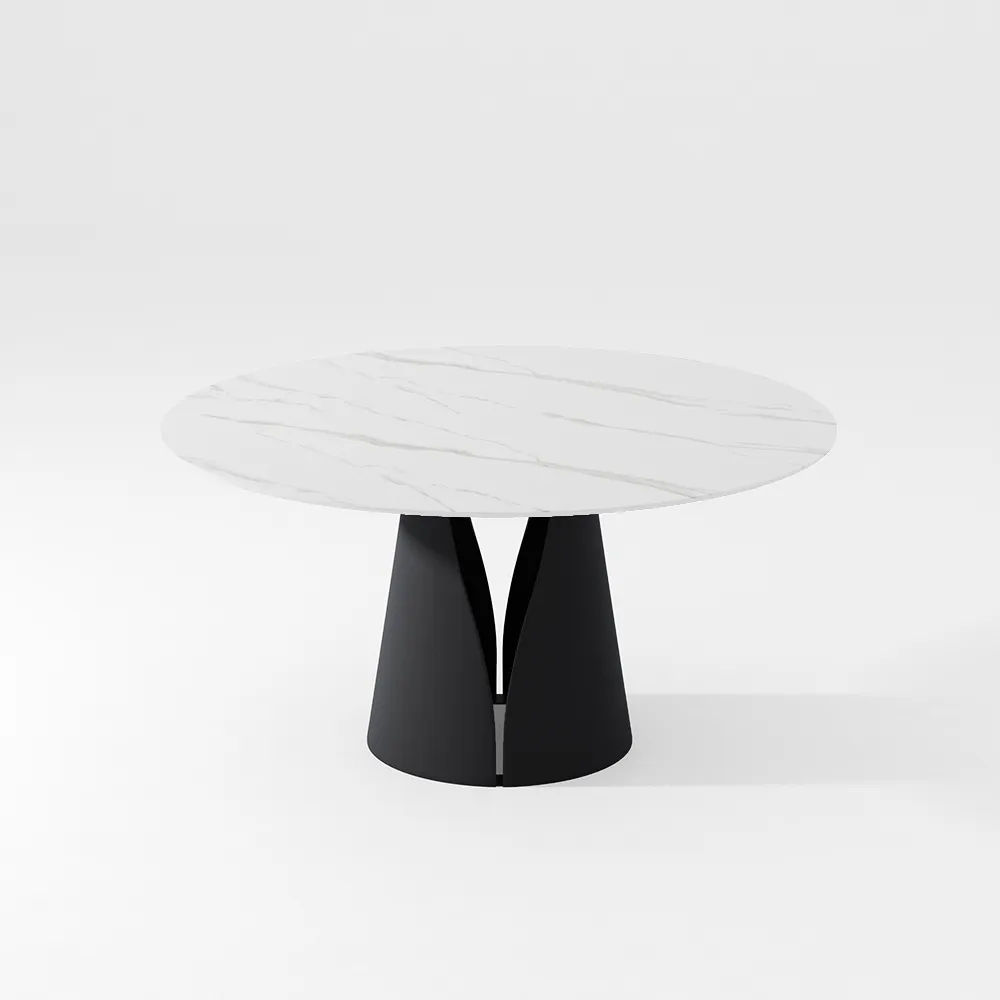 Modern Minimalist Matte White Sintered Stone Dining Tables