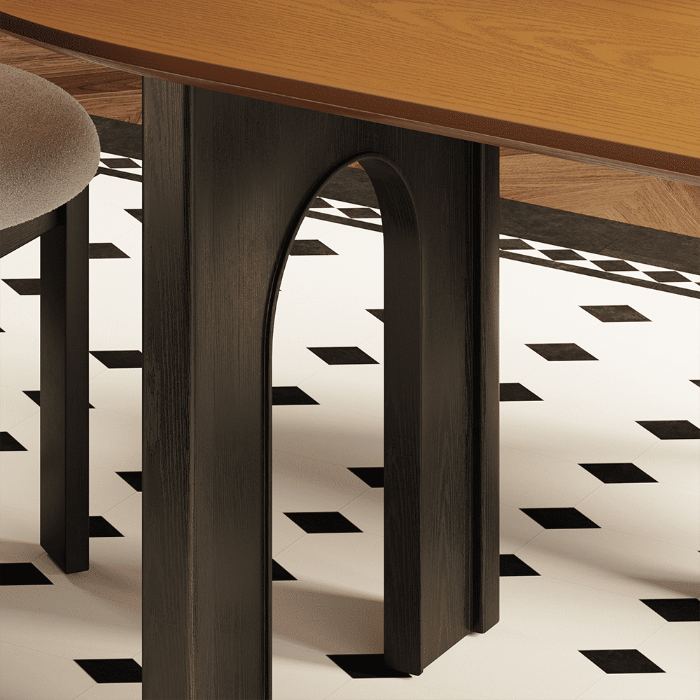 Solid Wood Leg Walnut & Black MDF Dining Tables
