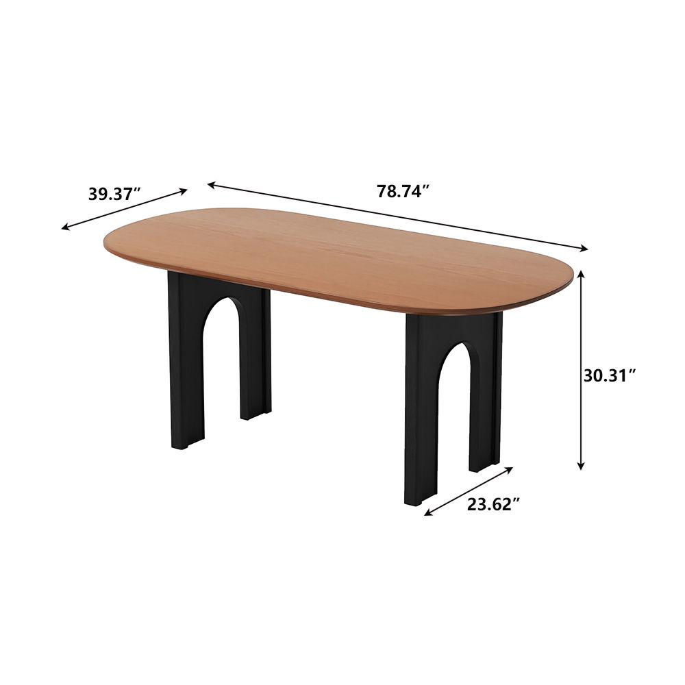 Partly Assemble Walnut & Black MDF Dining Tables