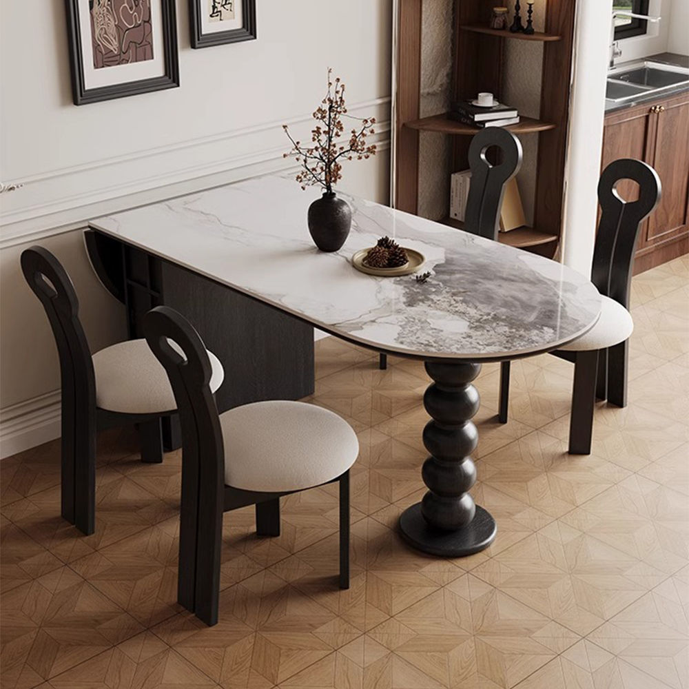 Partly Assemble White Sintered Stone Dining Tables