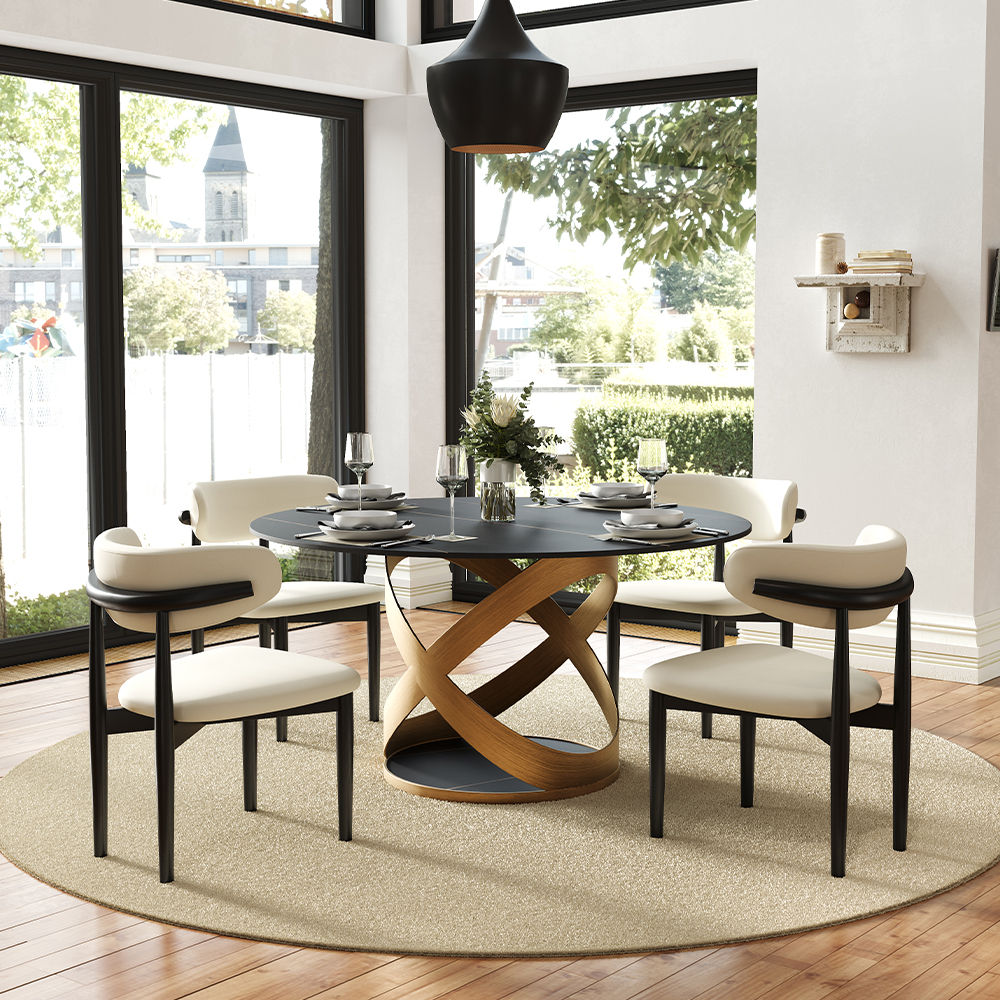 for 6 Black & Bronze Sintered Stone Dining Tables