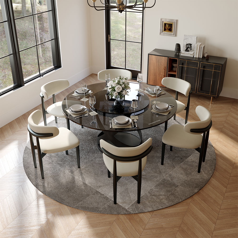 Glass Gray Tempered Glass Dining Tables