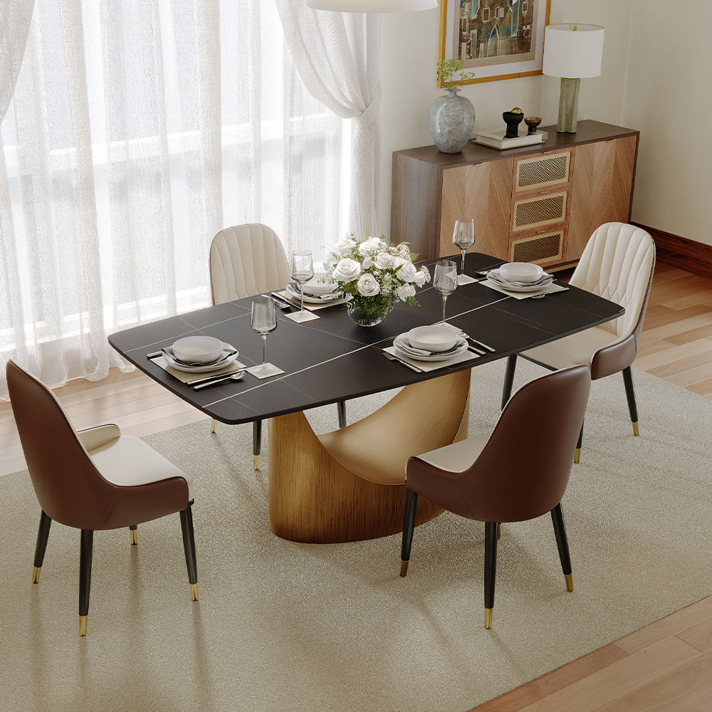 Extendable Matte Black Sintered Stone Dining Tables