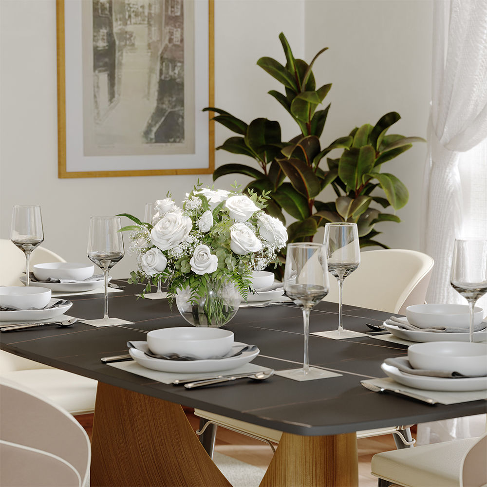 Modern Minimalist Matte Black Sintered Stone Dining Tables